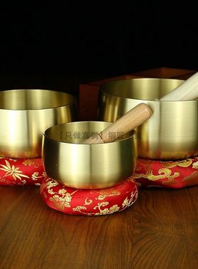 黄铜音钵铜磬纯铜铜钵碗助睡眠瑜伽修行冥想禅定静心满月颂钵音疗