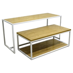 服装店高低流水台落地式中岛展示桌组合商场展示台花店阶梯展示架