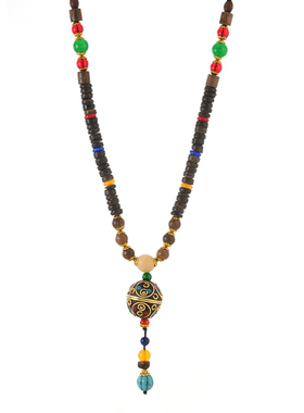 复古民族风长款玛瑙吊坠搭配项链