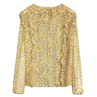 jasonwu印花荷叶边衬衫