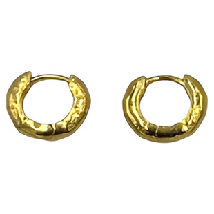 PAUSA ANN 锡纸褶皱手工感hoops基础圆环金银耳钉