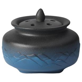 功德坊新款千里江山陶瓷电子香薰炉家用室内调温定时仿古无烟香炉