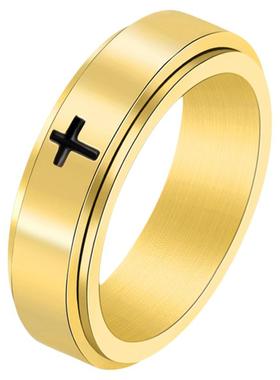 祥饰帝简约十字架可旋转戒指