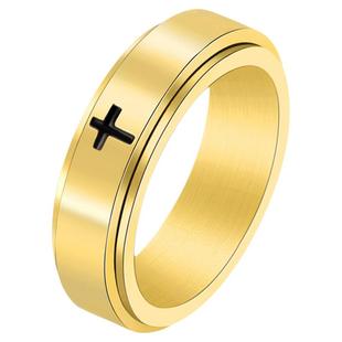 祥饰帝时尚简约钛钢十字架可旋转戒指男款指环个性百搭食指饰品