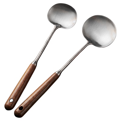 荣事达胡桃木蘑菇铲锅铲炒菜铲子不锈钢小号家用炒勺铁铲铁锅专用