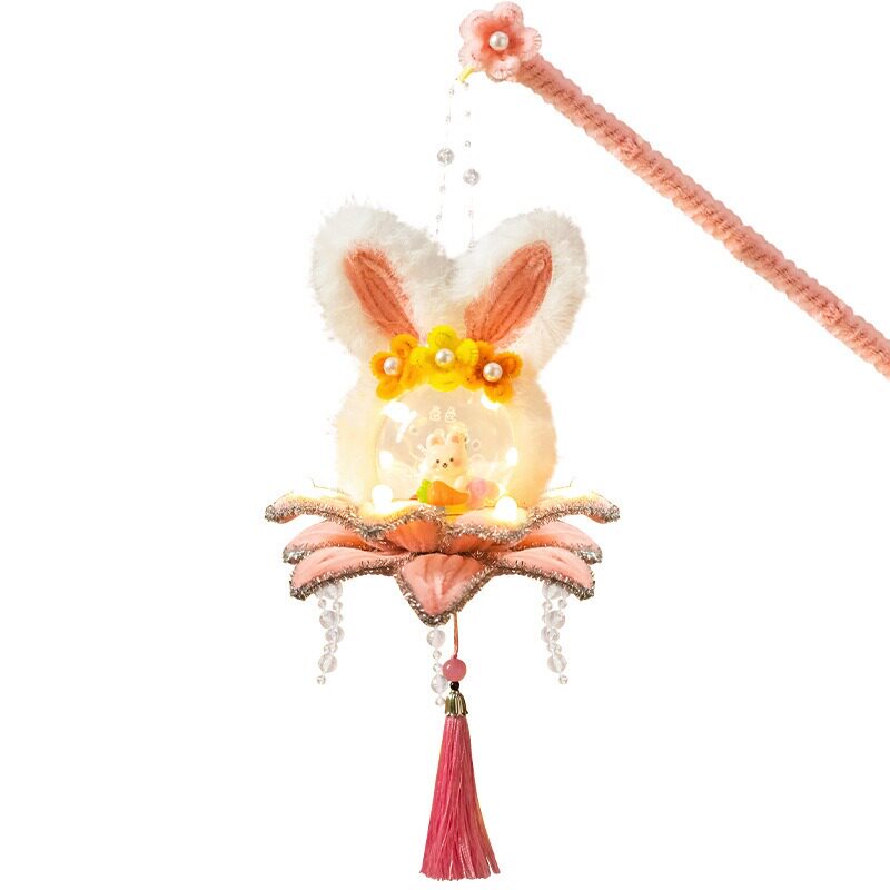中秋儿童古风发光兔子莲花灯