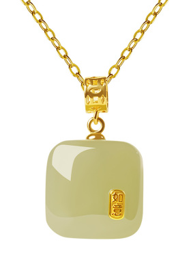 宫里上新天然和田玉小方糖项链