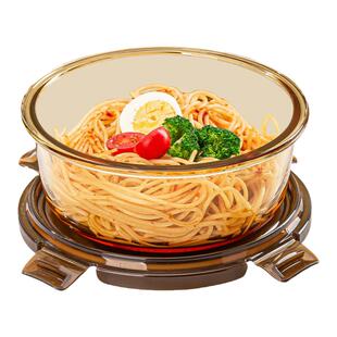 圆形玻璃饭盒微波炉加热汤碗上班族带饭便当餐盒食品级水果保鲜盒