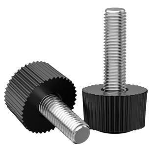 黑色塑料直纹小头手拧螺丝滚花圆形螺钉M4M5M6*6*8*10*12/16-40mm