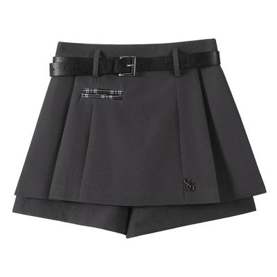 灰色西装复古a字短裤裙