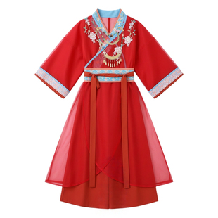 女童汉服2025新款战国袍春秋交领直裾袍春季女童姐妹演出服旅拍