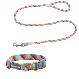 WAOPET狗狗项圈牵引绳反光可调节中小型犬防爆冲舒适脖圈宠物用品