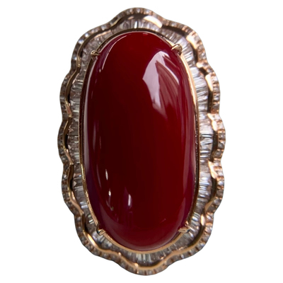 ENIMOL阿卡牛血珊瑚豪华镶嵌女戒