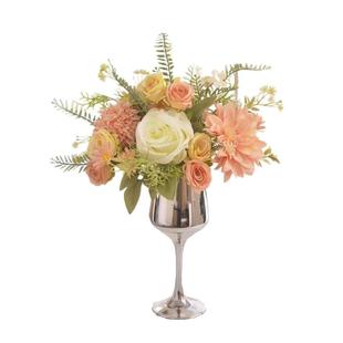 轻奢高档仿真花束假花客厅装饰摆件高脚杯绢花餐桌花套装花艺摆设