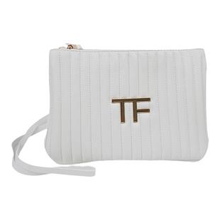 专柜赠品 TF白色化妆包长手腕带手拿收纳包 气质diy肩带跨肩背包