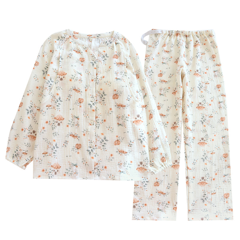 100%纯棉月子服孕妇睡衣产妇哺乳衣棉纱春秋薄款产后家居服吸汗