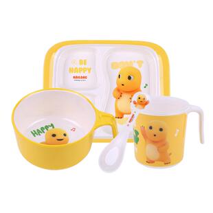 奶龙儿童餐具家用卡通儿童碗勺套装耐摔宝宝辅食碗分格餐盘喝水杯