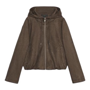 ZA外贸出口女装多色休闲连帽绒面质感效果飞行员夹克外套6318240