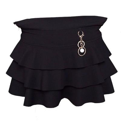 黑色短裙温柔风三层半身裙