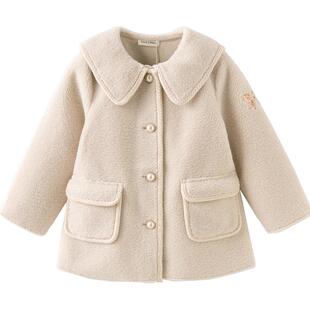 戴维贝拉女童外套2026冬装儿童毛绒上衣女孩仿羊羔毛长袖衣服童装