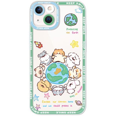 可爱卡通透明苹果手机壳