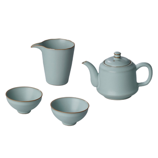 青澹汝窑悟静玉川茶具套装家用客厅泡茶壶景德镇手工陶瓷青瓷礼品