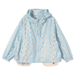 允儿妈女童春夏UPF50+印花防晒外套假两件短裤套装儿童上衣裤子潮