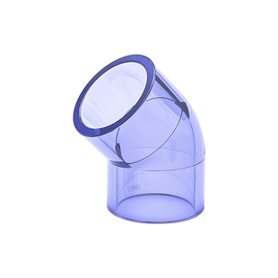 国标GB透明upvc45度弯头透明pvc给水配件135度透明弯管鱼缸透明管