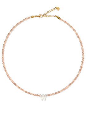 【买3免1】小众设计感白贝字母项链人造水晶串珠颈链锁骨链