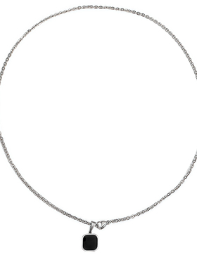 黑色暗黑几何方块项链女百搭小众设计感锁骨链2026年新款嘻哈项链