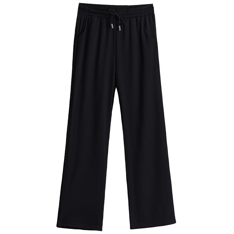 秋冬季阔腿裤女加绒加厚窄版高腰大码200斤胖mm显瘦松紧腰直筒裤