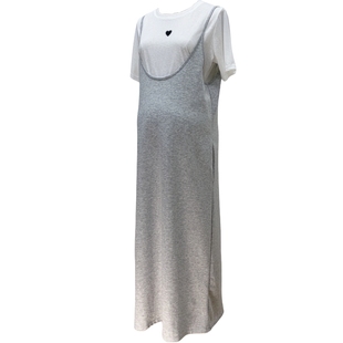 休闲孕妇装秋装百搭短袖圆领打底上衣宽松外穿吊带裙女2025两件套