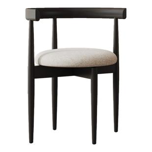 北欧实木椅现代简约设计师餐椅法式梳妆椅复古环形椅中古风靠背椅