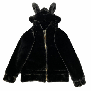 羊羔毛绒皮草外套女冬可爱耳朵连帽仿獭兔毛中长款奶呼呼皮草外套