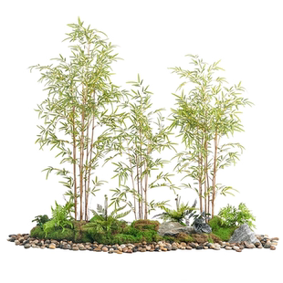 新中式仿真竹子造景装饰室内软装摆件绿植隔断屏风加密假竹子禅意