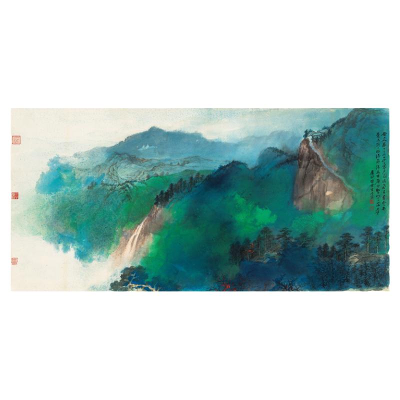 张大千国画横幅字画仿真装裱装饰