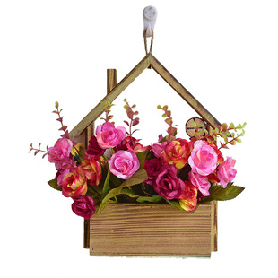 墙面壁挂装饰花创意家居客厅墙上墙壁吊挂实木挂件花架仿真花套装