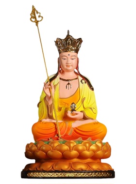 全莲黄衣地藏王佛像家用树脂摆件