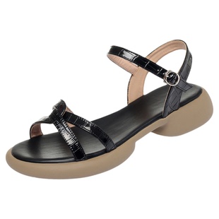 2026夏季新款女鞋真皮凉鞋女平跟软底百搭妈妈露趾大码女凉皮鞋子