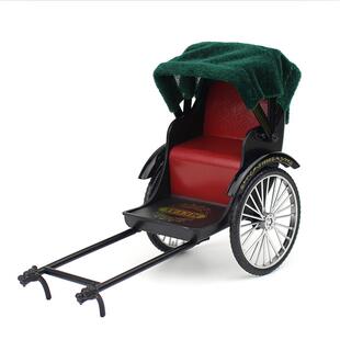 仿真老上海黄包车模型合金人力三轮车玩具老式手推车复古摆件装饰