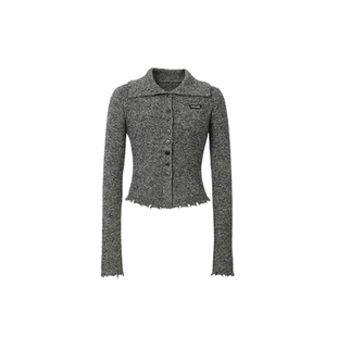 艾诺丝尚忆2025秋季高领短款单排扣休闲针织衫开衫毛衣女804171