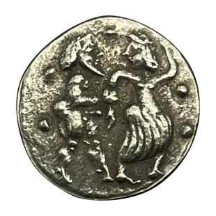 古希腊银币双面人硬币国外硬币希腊神话萨提尔satyr仙女苧芙nymph