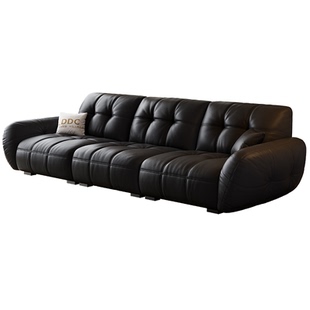 DDC意式帆船全真皮沙发客厅中古风直排头层牛皮沙发新款高级感