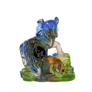 宋韶光2026马年吉祥物属虎[狮象守富]吊坠摆件宋绍光招财琉璃装饰