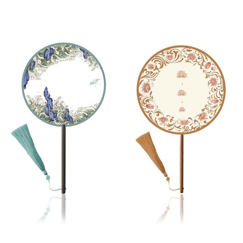 中国国家博物馆海晏河清团扇礼物女真丝复古扇子文创生日礼物女生