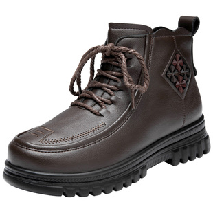 大东官方黑色软底马丁靴女款2026新款女士靴子皮靴中年妈妈靴子