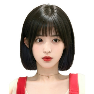 假发女短发夏天薄款自然仿真发全头套式减龄波波头黑色整顶假发套