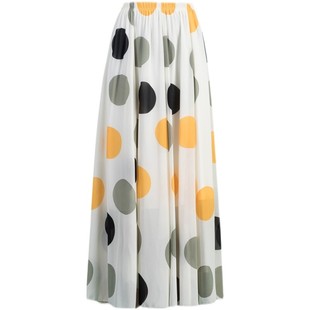 雪纺半身裙长裙新款夏季裙子波点女a字圆点花色跳舞裙大摆半截裙