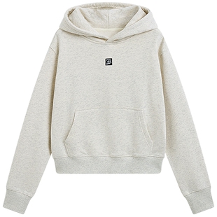 KBNE高克重拉毛刺绣连帽卫衣女2025冬装新款短款长袖美式宽松上衣