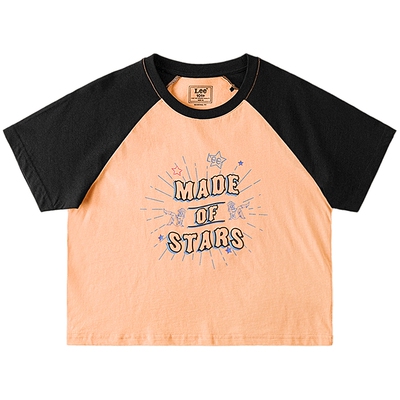 Lee商场同款舒适版粉橘色印花字母logo女短袖T恤休闲潮流LWT007